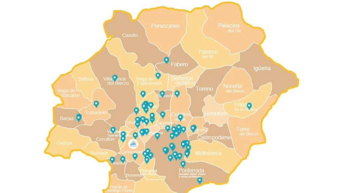 Mapa elaborado por Judith Jiménez con la localización de los 52 vertederos ilegales. DL