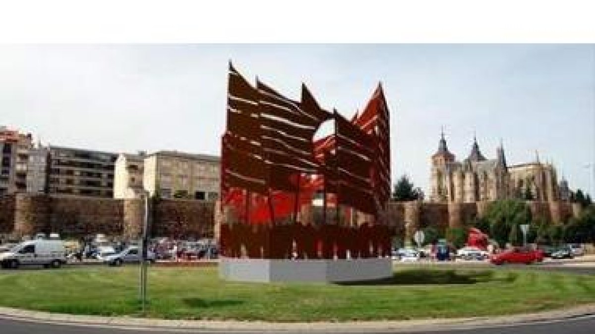 Recreación virtual del monumento «Once lados, once siglos, una corona», del arquitecto J