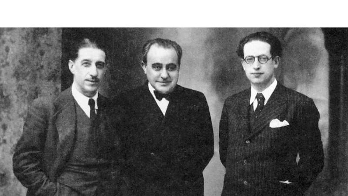 Miguel Castaño, Félix Gordón (presidente de la II República en el exilio) y Ramiro Armesto.