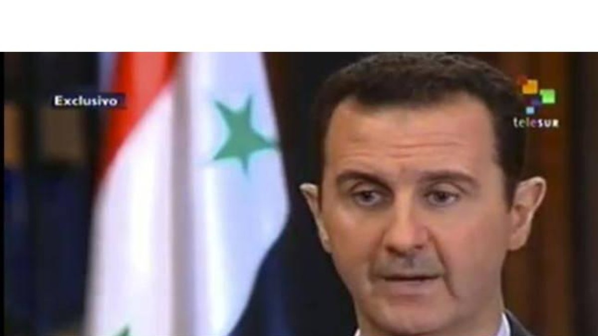 Asad, en un momento de la entrevista con la cadena Telesur, en Damasco.