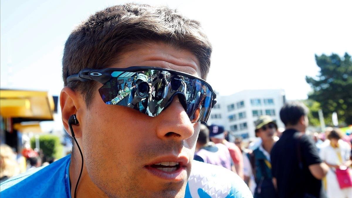 Mikel Landa, este miércoles, en la salida de Lorient (quinta etapa del Tour). /