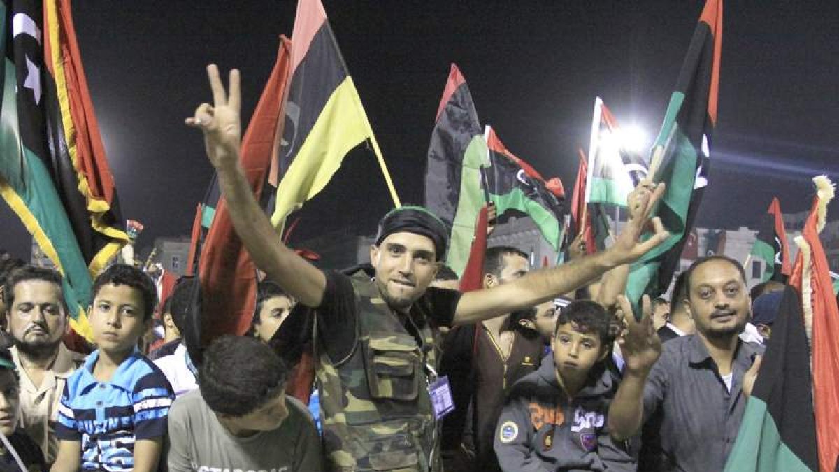Las celebraciones en Tripoli duraron horas.