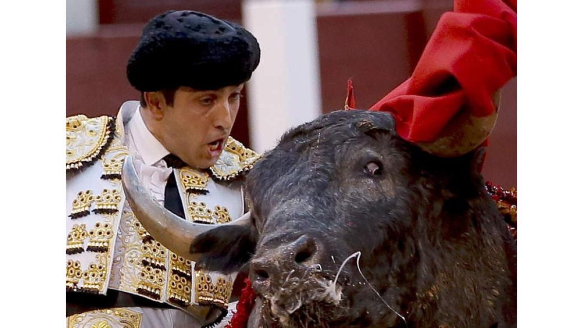 Javier Castaño en un lance con su segundo toro al que realizó una gran faena.