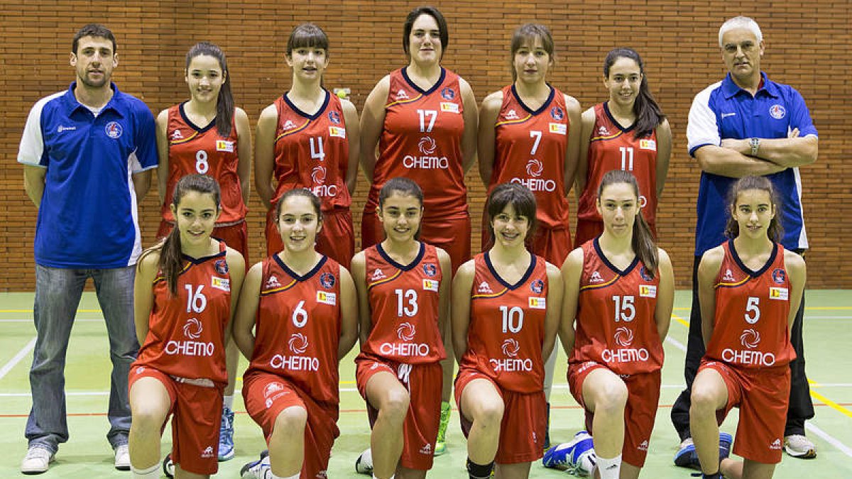 Formación del equipo cadete del Baloncesto Femenino León.
