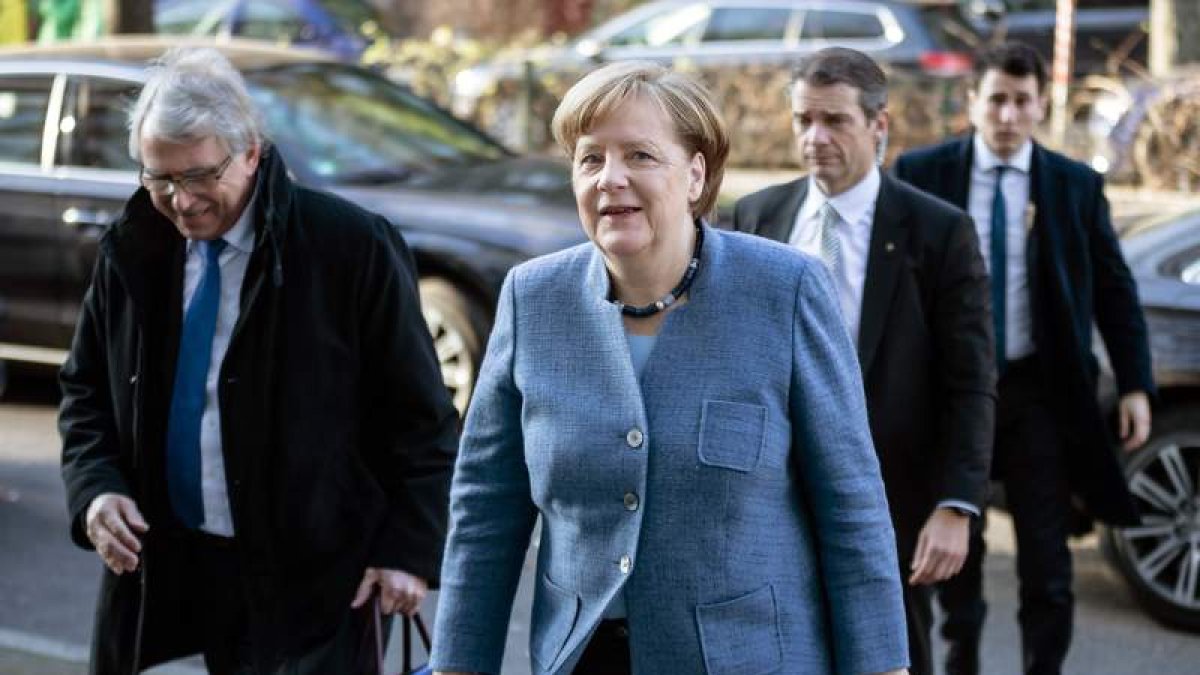 La canciller alemana, Angela Merkel, ayer en Berlín. TILL RIMMELE