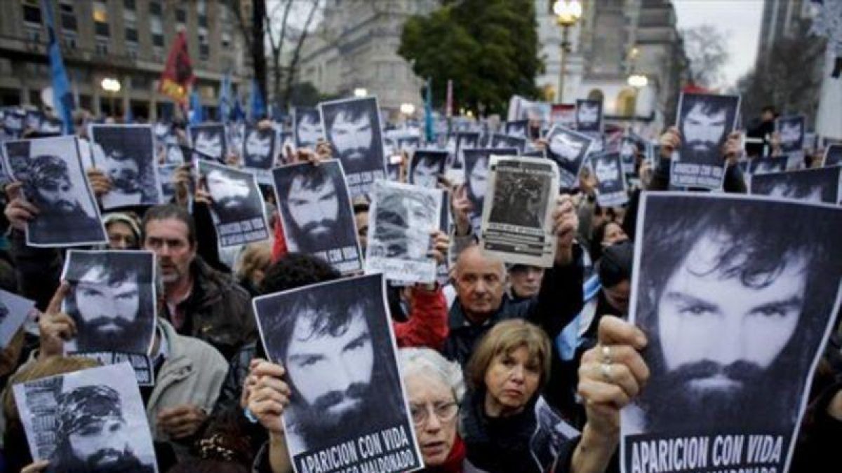 Manifestación en Buenos Aires en protesta por la desaparición de Maldonado.