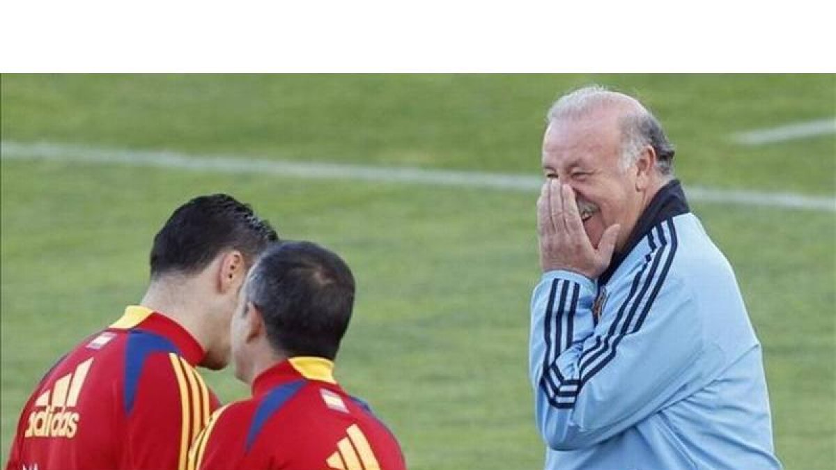 Del Bosque, en un entrenamiento de la selección.