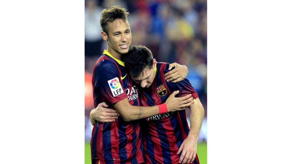 Neymar, el mejor del Barça ante el Espanyol, junto a Messi.