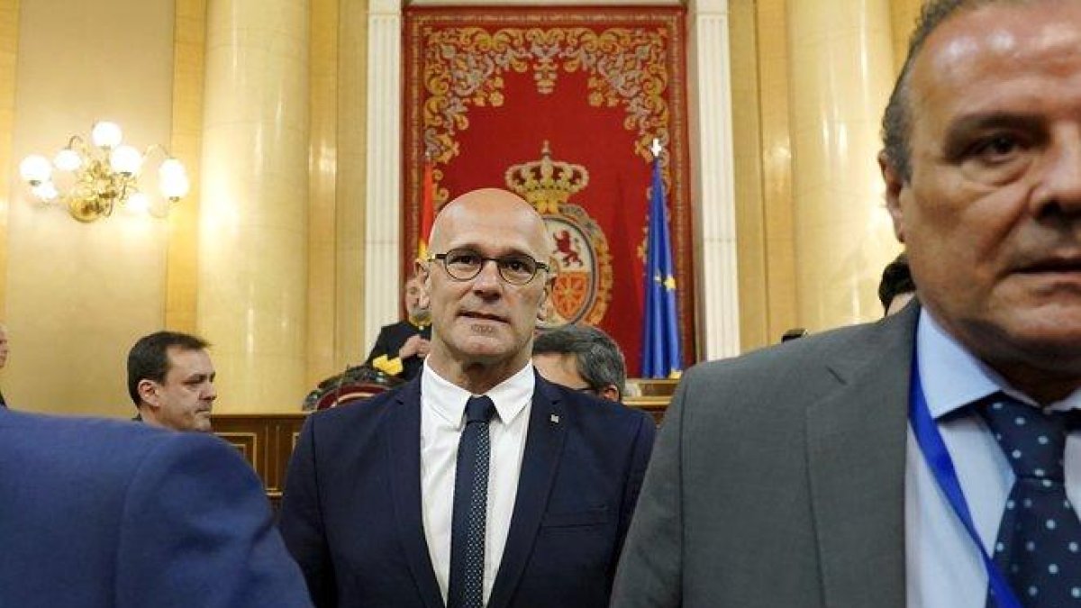 El político de ERC preso Raül Romeva, en el Senado.