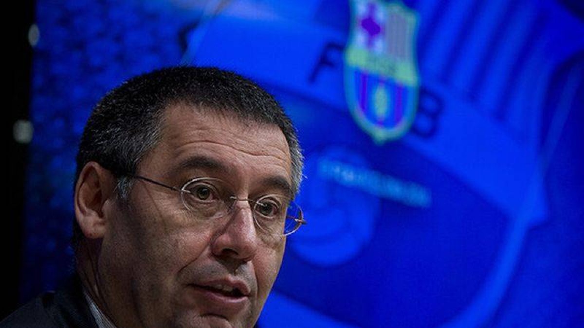 Josep Maria Bartomeu, durante una rueda de prensa en el Camp Nou.