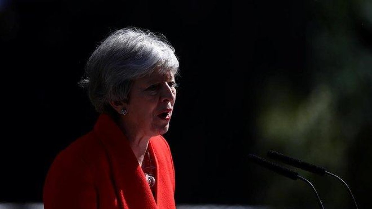 Theresa May, en la comparecencia en la que ha anunciado que deja el cargo el 7 de junio.