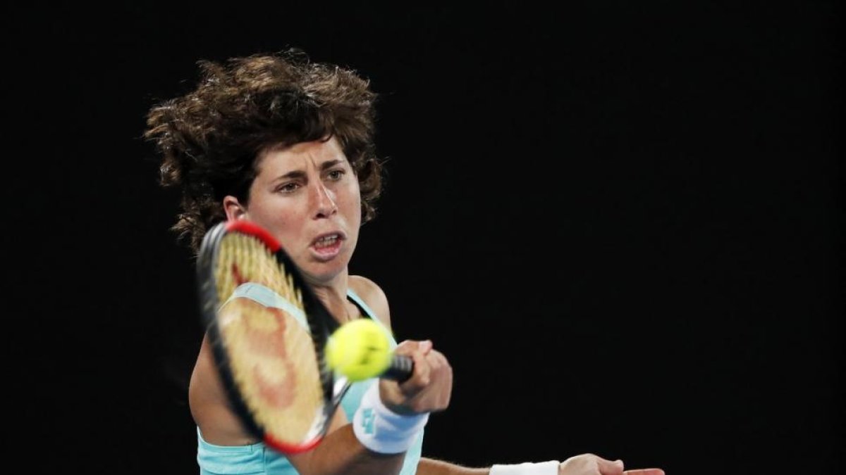 Carla Suarez, durante el partido de cuartos de final.