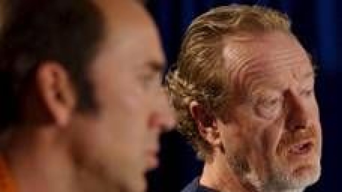 El actor Nicolas Cage en primer término, junto al director Ridley Scott