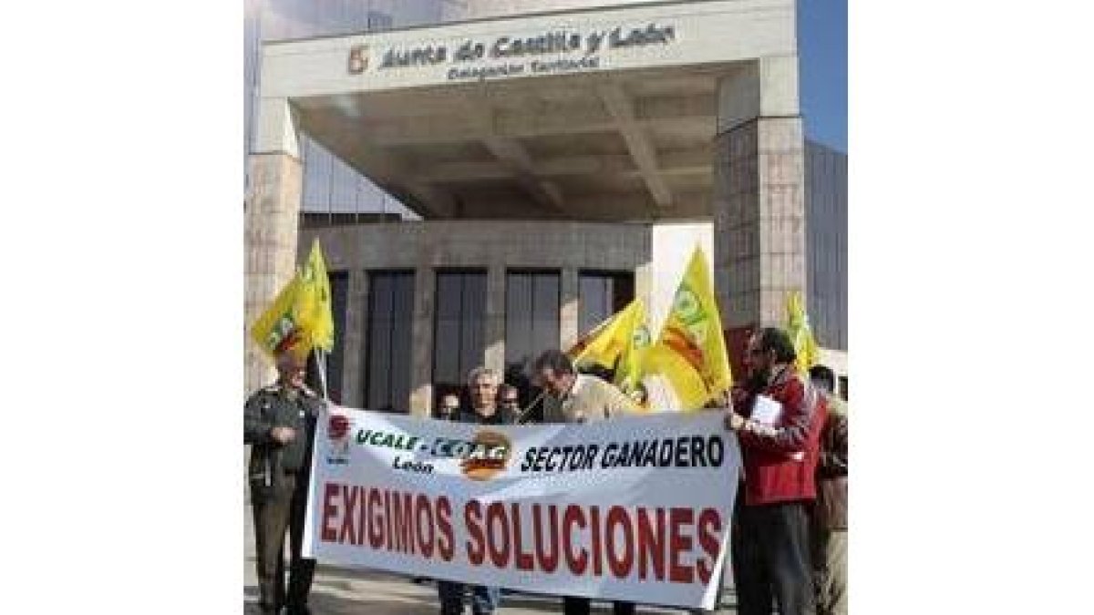 Ganaderos convocados por Ucale, en la explanada de Eras