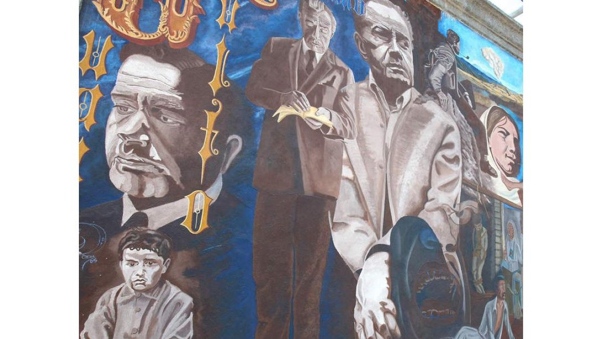 Mural de San Gabriel inspirado en pasajes y personajes de los libros de Rulfo.