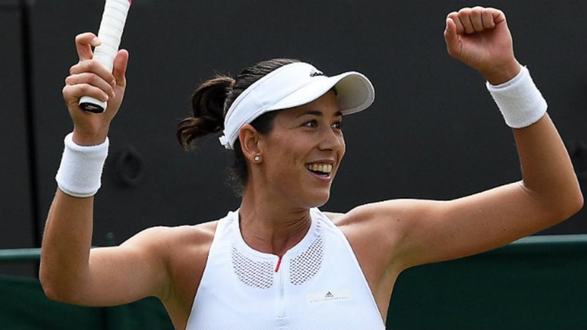 Muguruza celebra su victoria en Wimbledon.