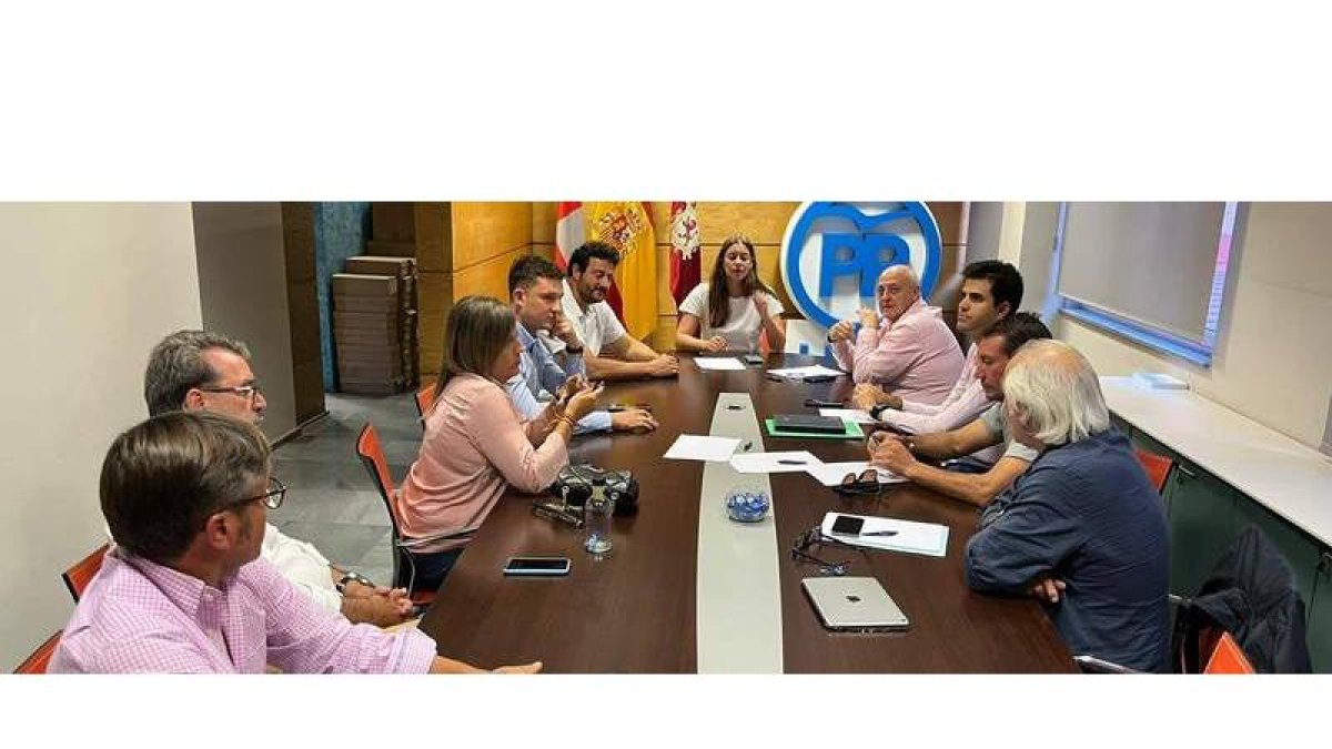 Muñoz, con los presidentes comarcales del PP, esta misma semana. DL