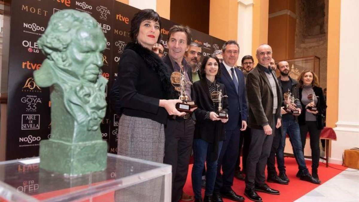 Los nominados andaluces a los premios Goya 2019, el viernes en el Ayuntamiento de Sevilla.