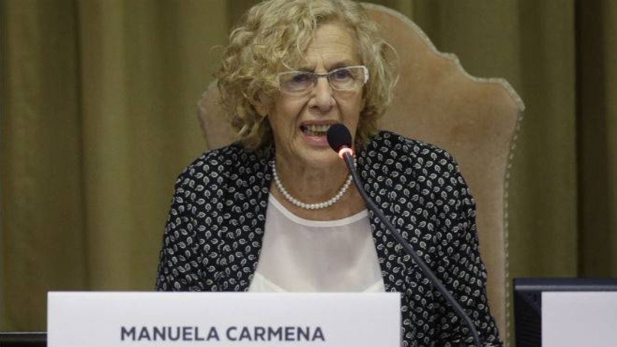 Manuela Carmena durante su intervención en el Vaticano.