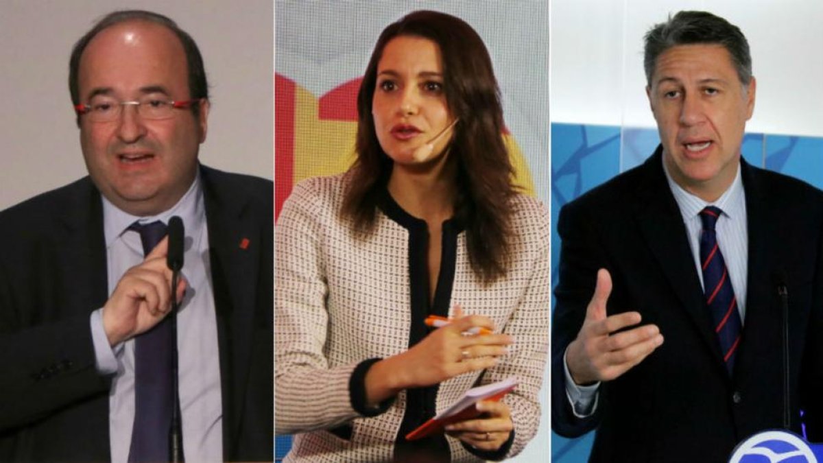 Miquel Iceta, Inés Arrimadas y Xavier García Albiol.