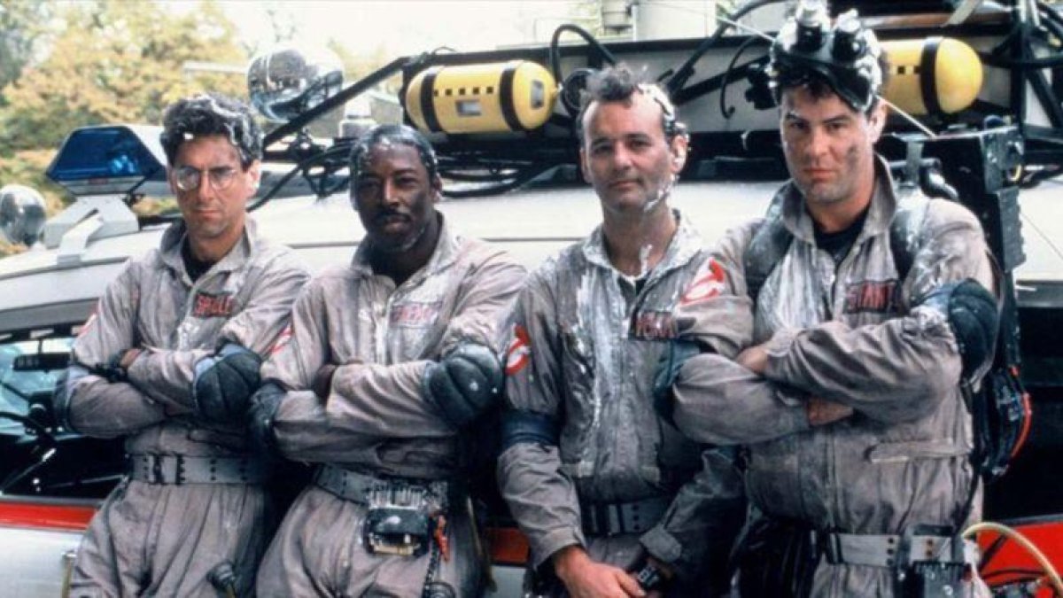 Harold Ramis, Ernie Hudson, Bill Murray y Dan Aykroyd, en 'Cazafantasmas', de Harold Ramis.