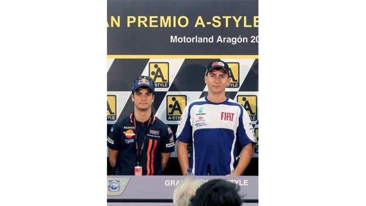 Dani Pedrosa y Jorge Lorenzo en el GP de Aragón.