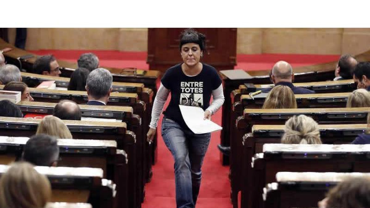 Anna Gabriel tras su intervención de ayer.