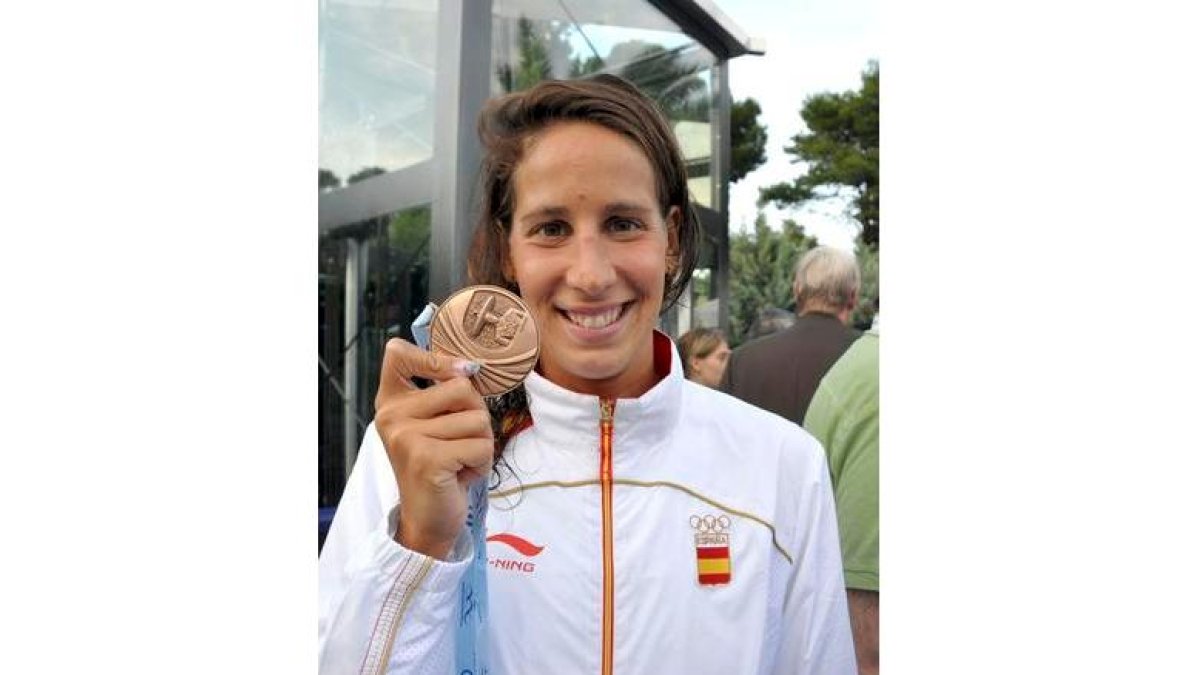 Villaécija con el bronce que logró en los Juegos Mediterráneos.