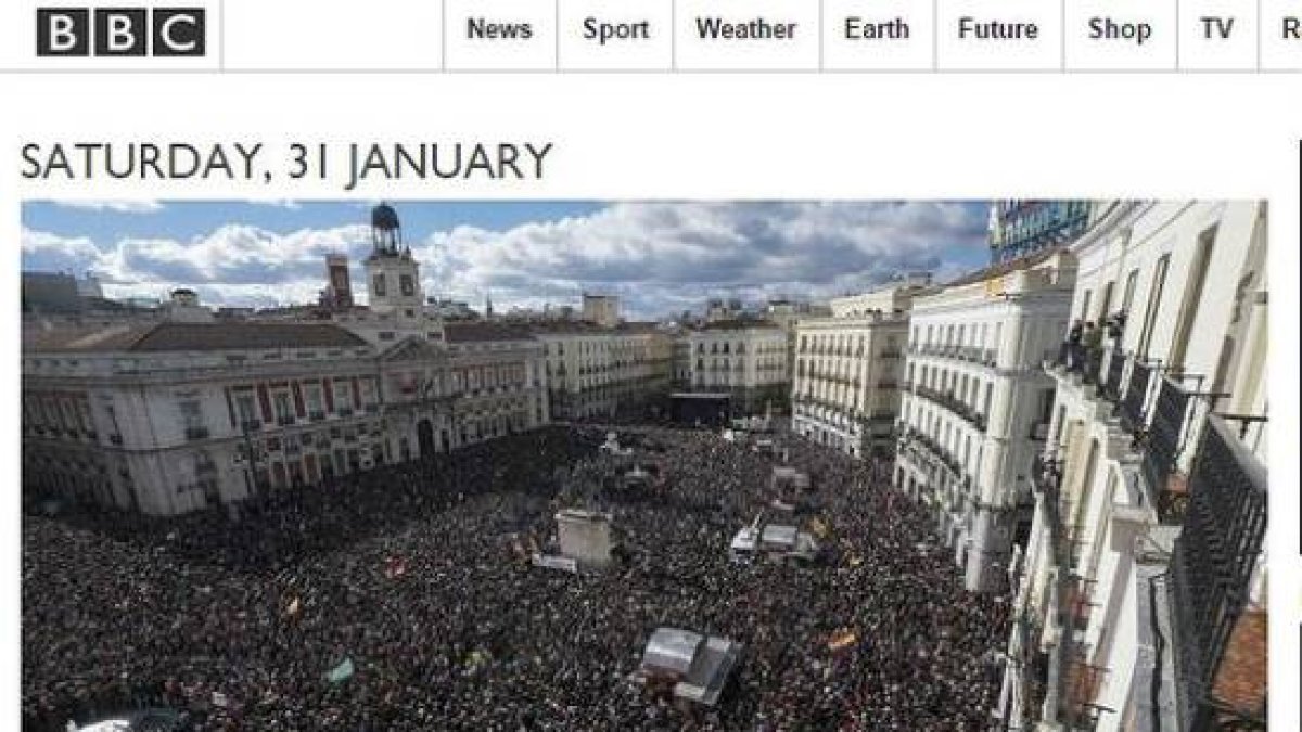 La portada de la edición digital de la BBC.