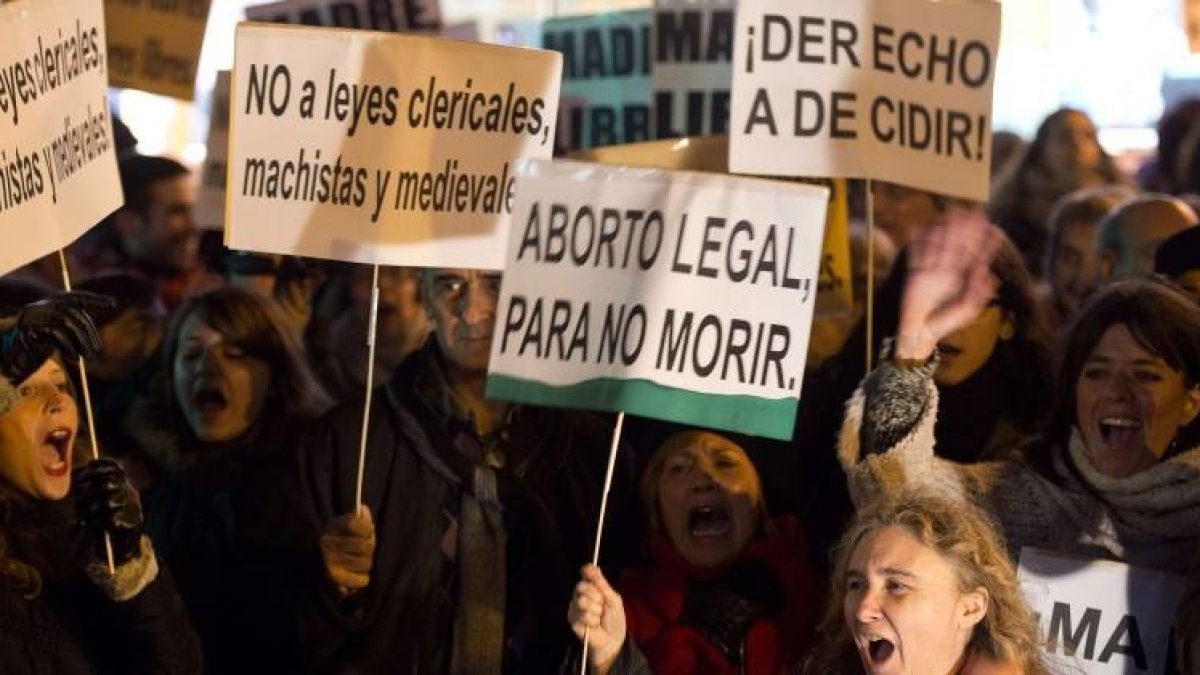 Protesta en Madrid contra la contrarreforma del aborto, el 20 de diciembre.