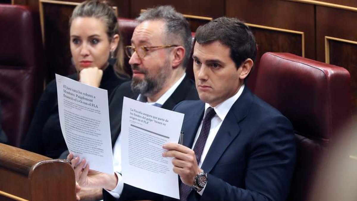 Albert Rivera, en su escaño del Congreso de los Diputados. BALLESTEROS