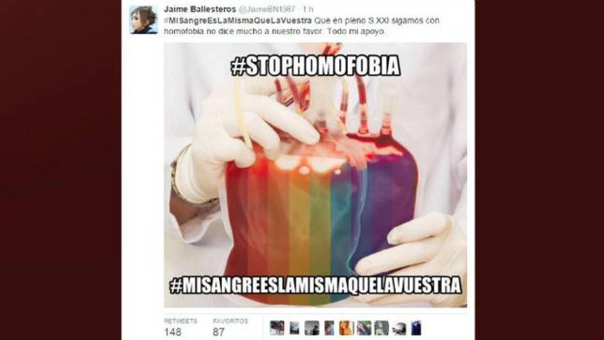 Ejemplo de un 'tuit' contra la homofobia.
