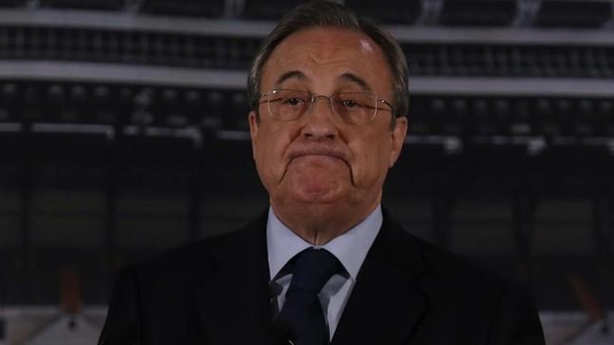Florentino Pérez, en una comparecencia reciente en el Bernabéu.