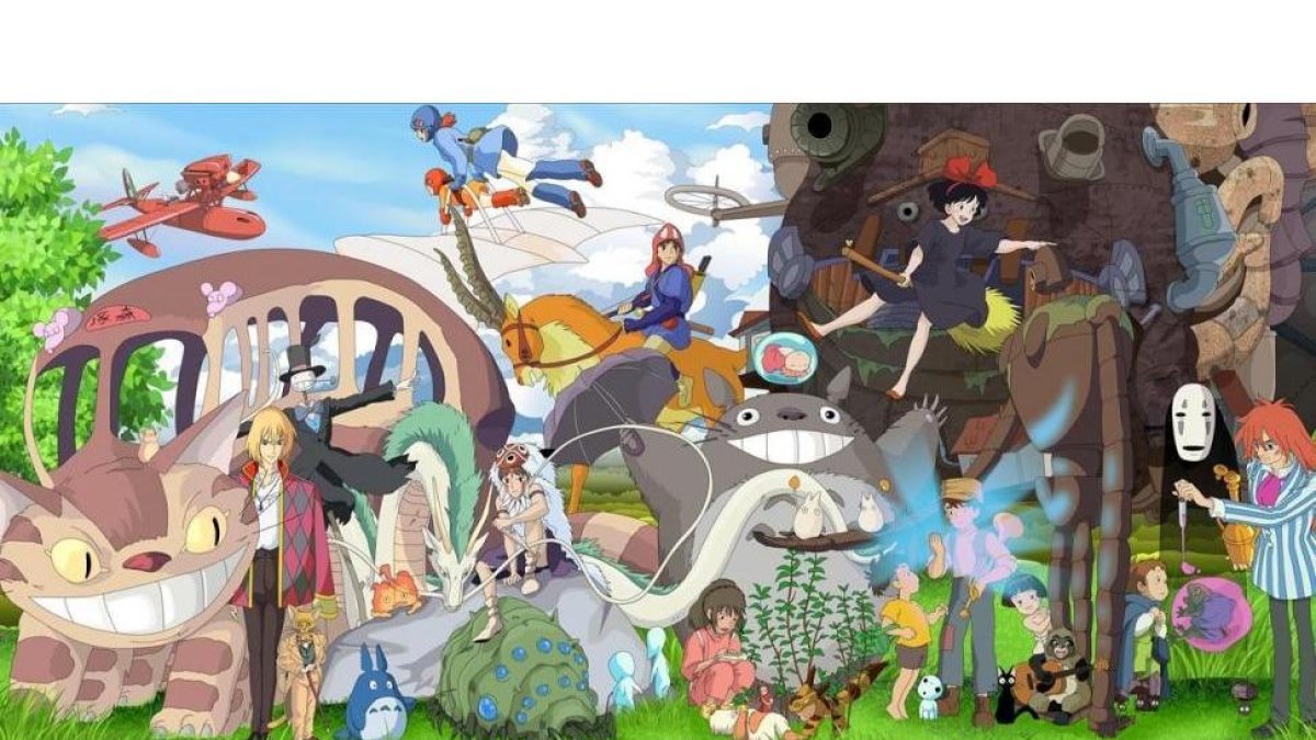 Montaje con algunos de los personajes de las películas más destacadas del estudio Ghibli.