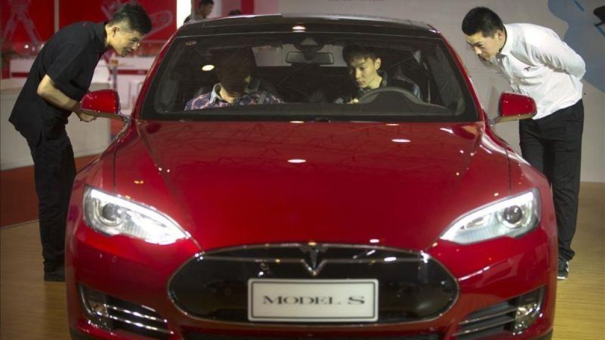 El Model S de Tesla en el Salón del Automóvil de Pekín.