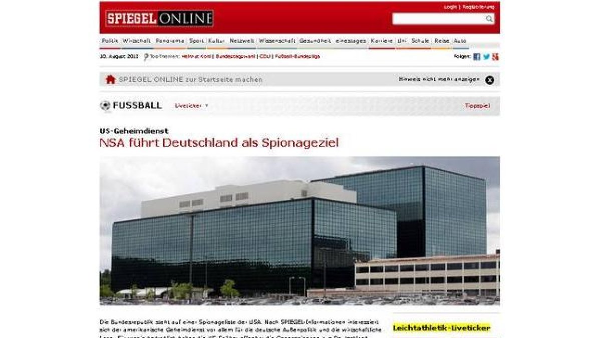 La NSA estadounidense espía a la UE, según la web de 'Der Spiegel'.