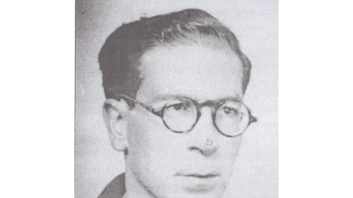 Foto de José Luis Gallego hacia 1950; arriba, Gallego con Germán Alonso, su lazarillo en el penal