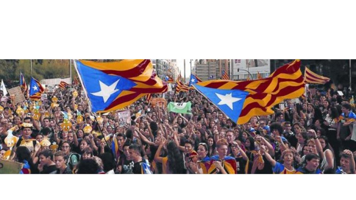 Movilización de estudiantes en Barcelona a favor del referéndum del 1-O.