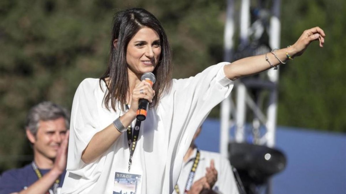Virginia Raggi en un acto electoral el pasado 3 de junio en Roma.