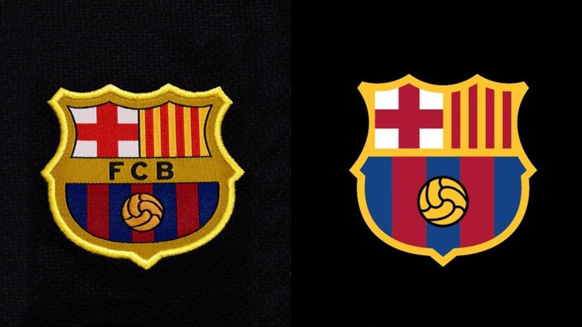 El antiguo y el nuevo escudo del FC Barcelona