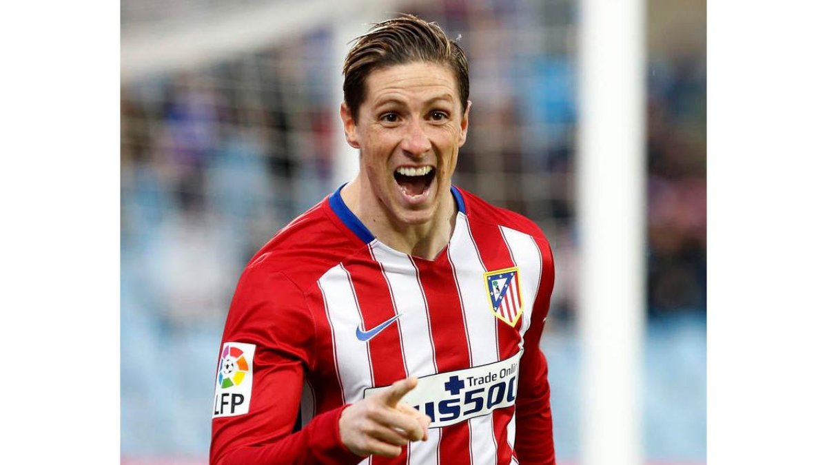 Fernando Torres celebra el primer y único gol del Atlético en Getafe. Chema Moya