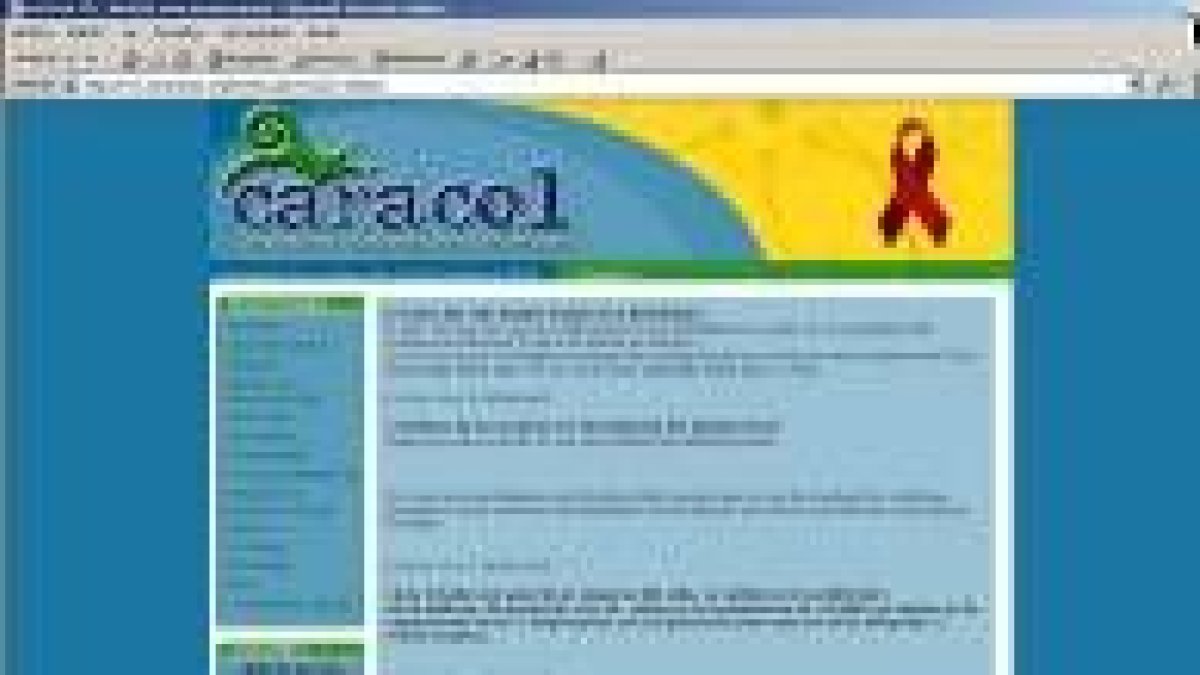 Imagen de la portada de la web de la asociación antisida, Caracol