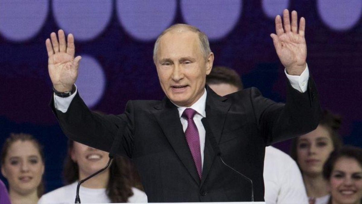 El presidente ruso durante un acto en el Megasport Sport Palace de Moscú.