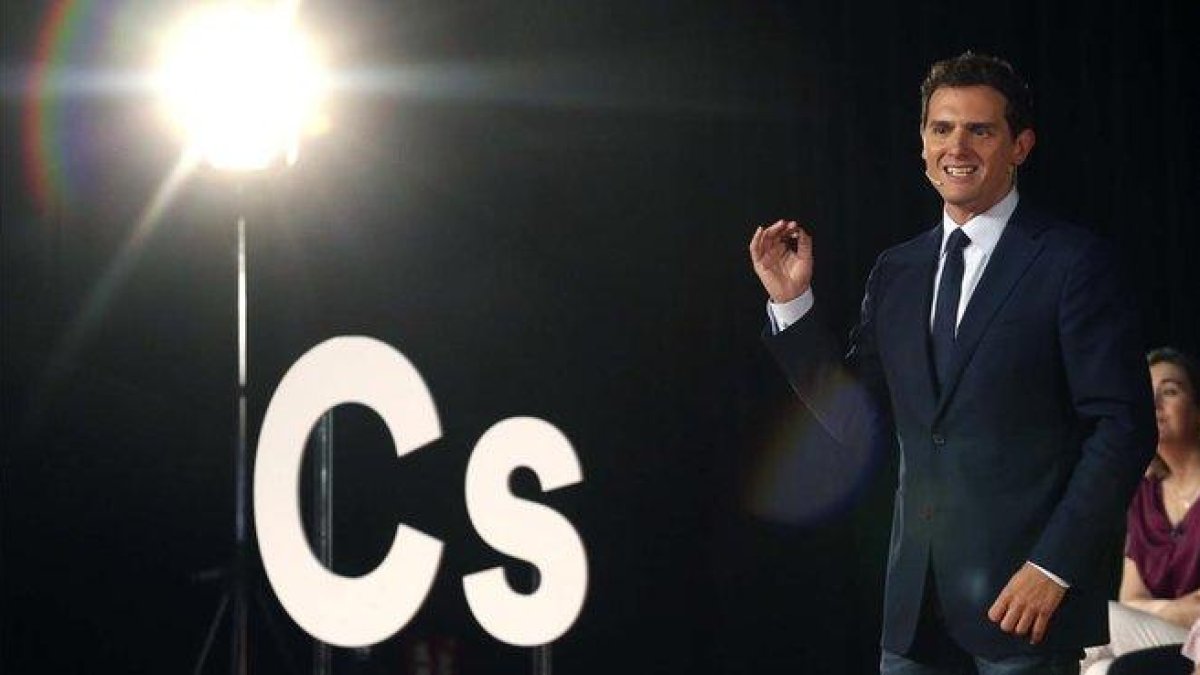 El presidente de Cs, Albert Rivera, en el consejo general del partido, el pasado viernes.