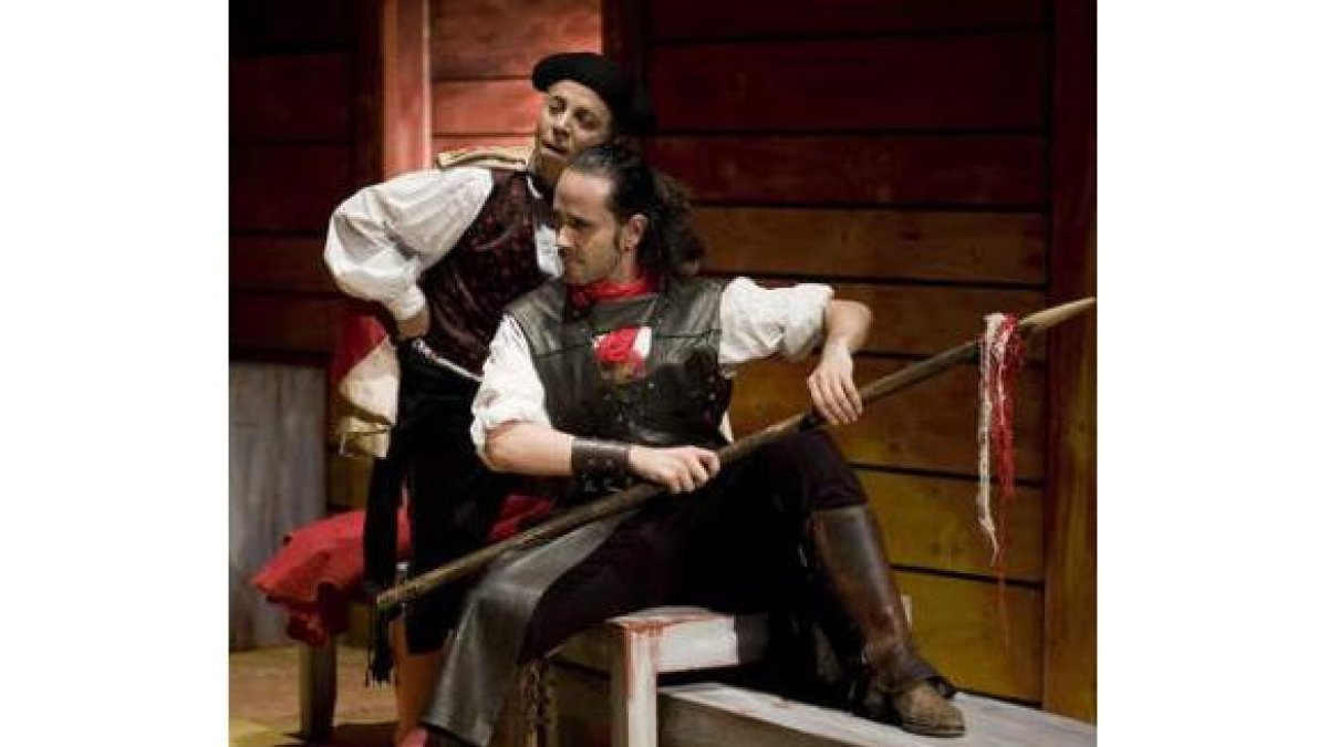 Actores de Teatro Corsario interpretando «El caballero de Olmedo».
