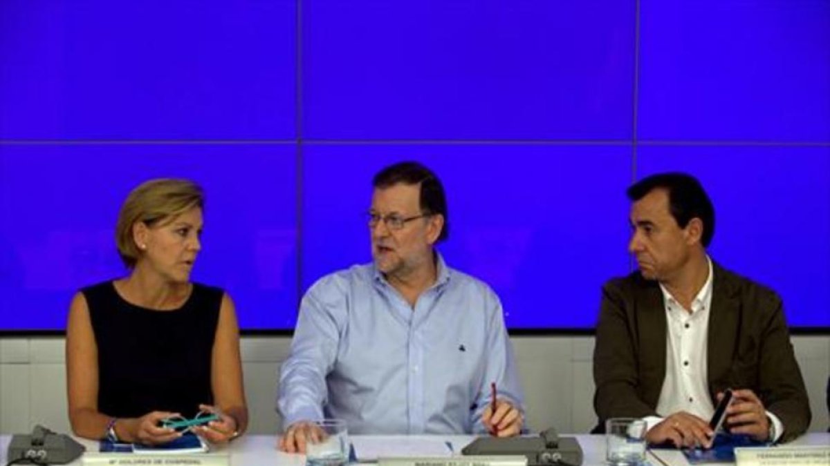 Cospedal, Rajoy y Martínez-Maillo, en el comité ejecutivo nacional del PP.