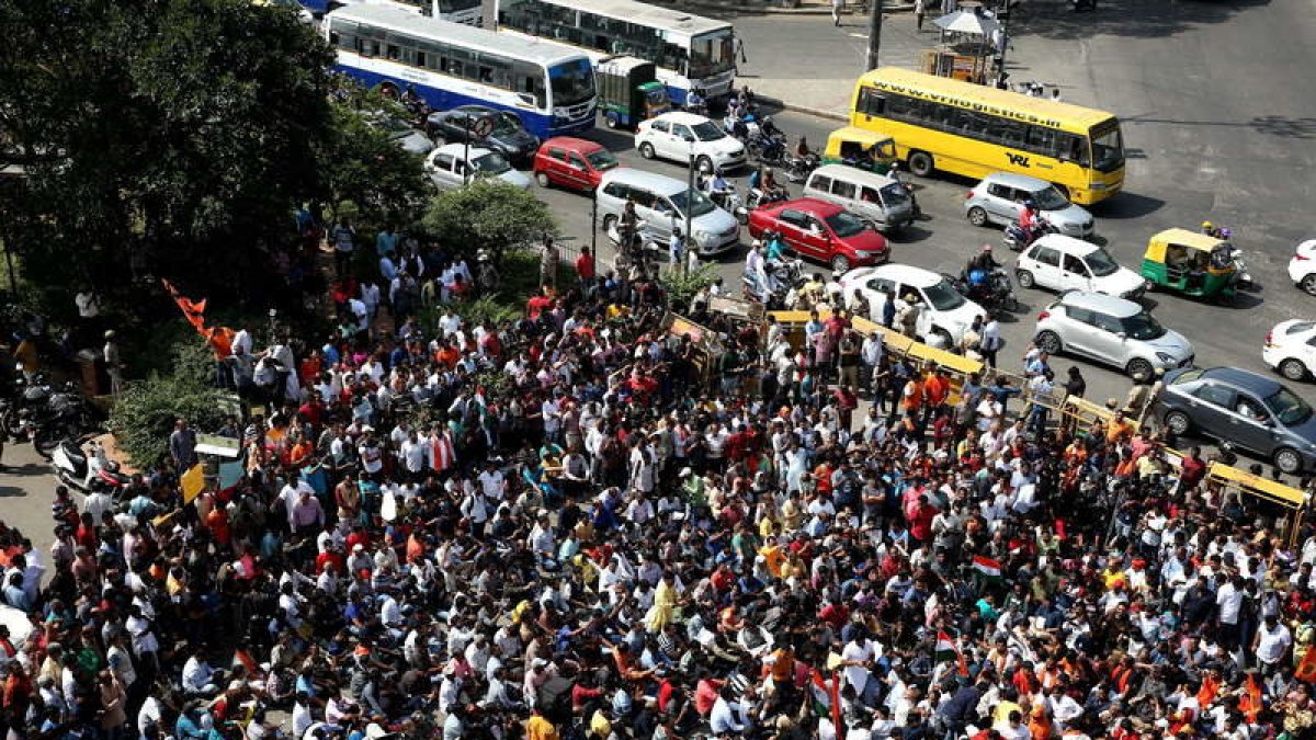 Imagen de la protesta en Bangalore.