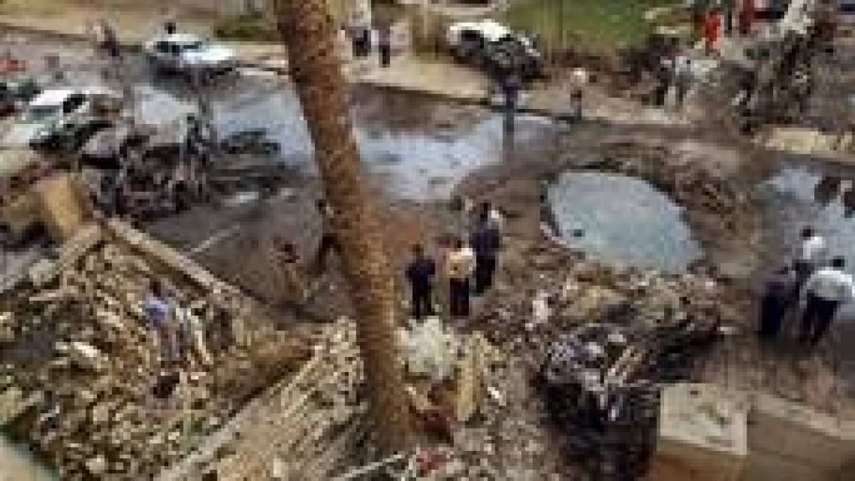 Imagen de la zona de Bagdad en la que cayó la bomba