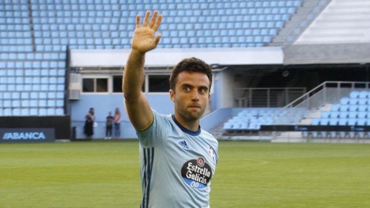 Giuseppe Rossi, durante su presentación como jugador del Celta, en agosto pasado.