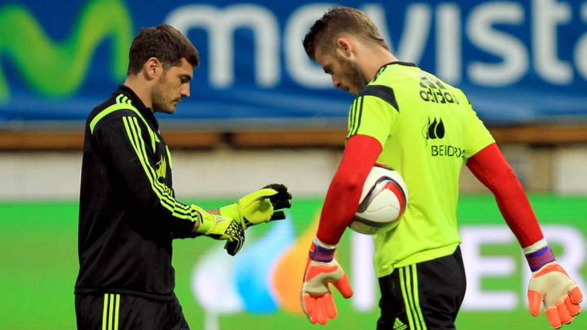 Casillas y De Gea, en la última concentración de España.